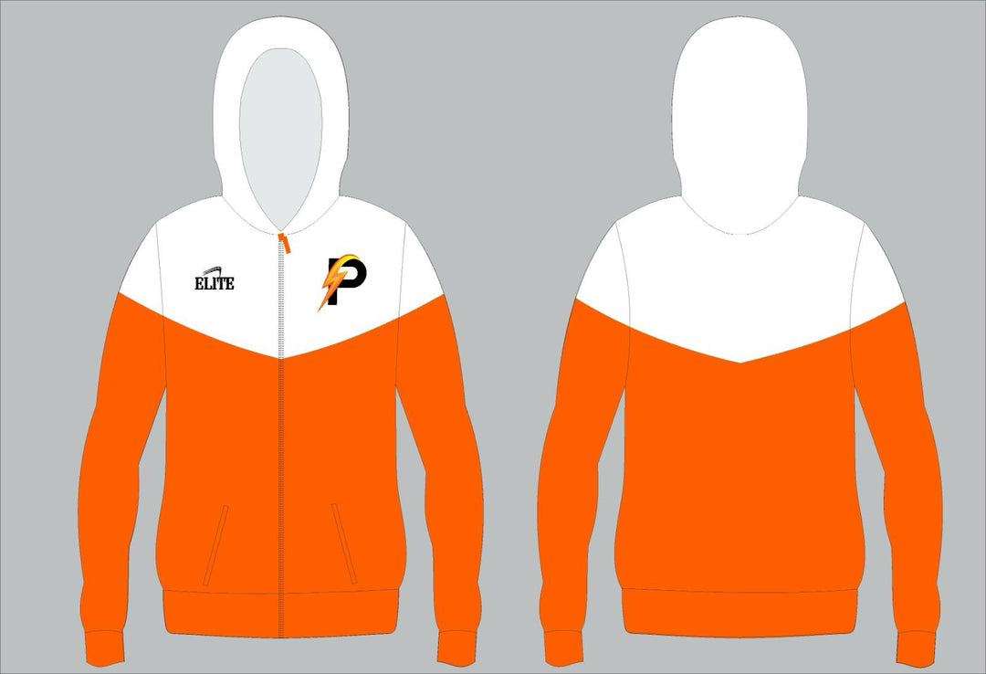 LA Power Two Tone Zipper Hoodie - White & Orange