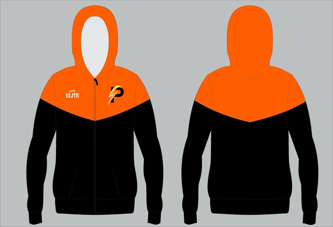 LA Power Two Tone Zipper Hoodie - Orange & Black