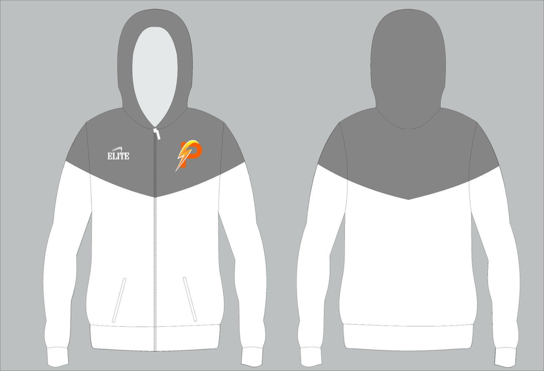 LA Power Two Tone Zipper Hoodie - Grey & White
