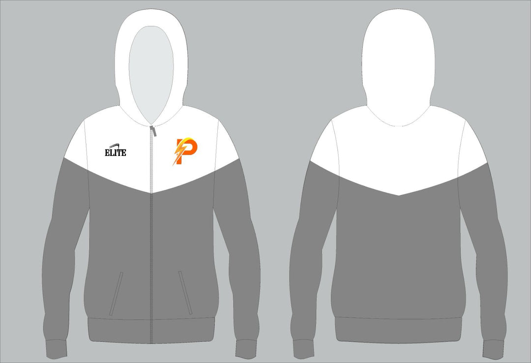 LA Power Two Tone Zipper Hoodie - White & Grey