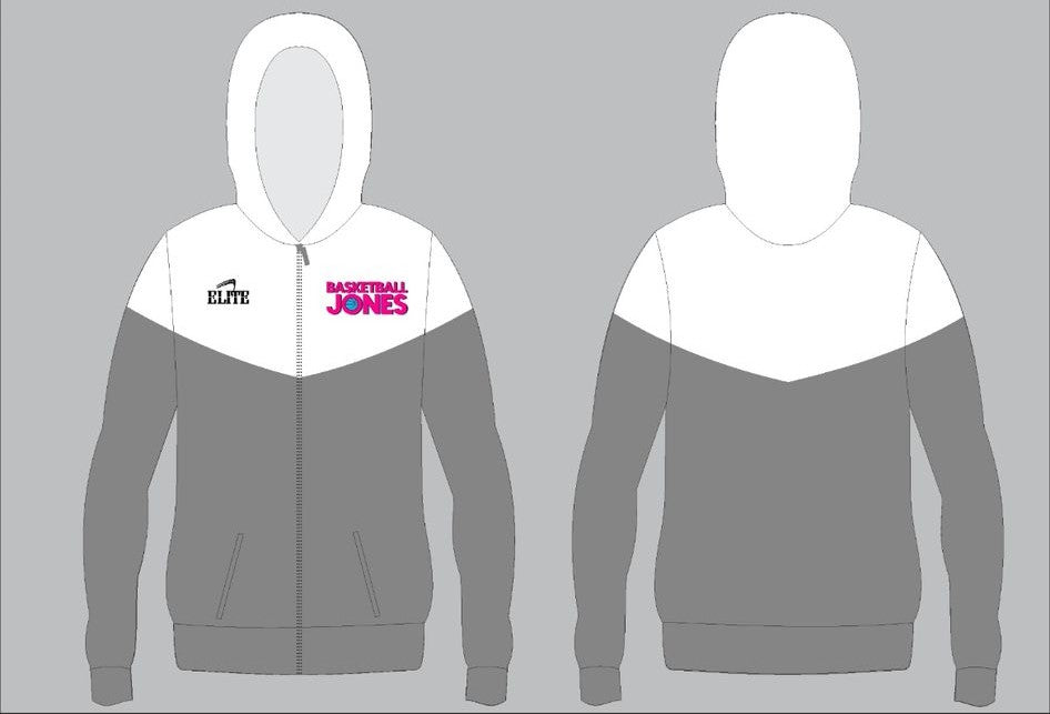Basketball Jones Jacket - White & Grey (Pink Logo)