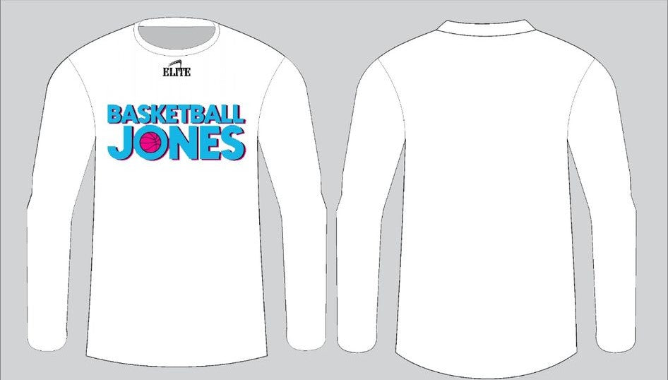 Basketball Jones Long Sleeve T-Shirt - White (Blue Logo)