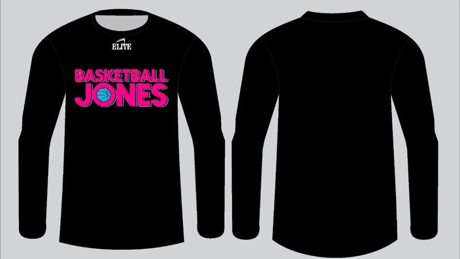 Basketball Jones Long Sleeve T-Shirt - Black (Pink Logo)