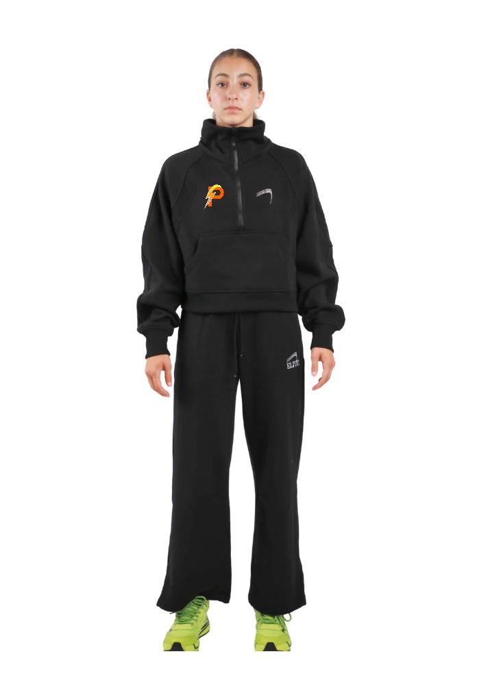 LA Power Cropped Pullover Fleece Set - Women's - Black
