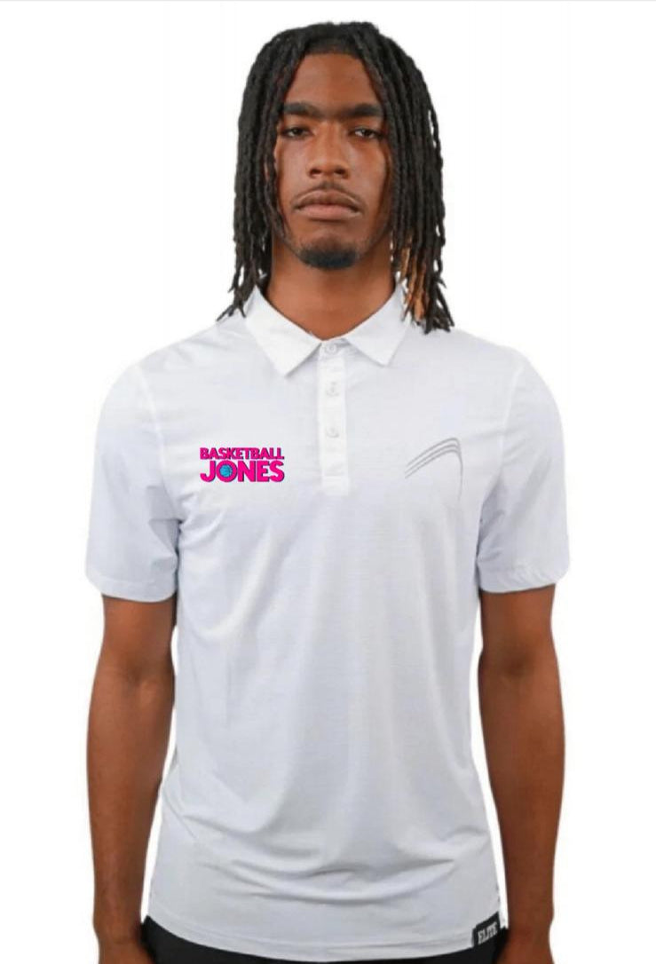 Basketball Jones Polo - White (Pink Logo)