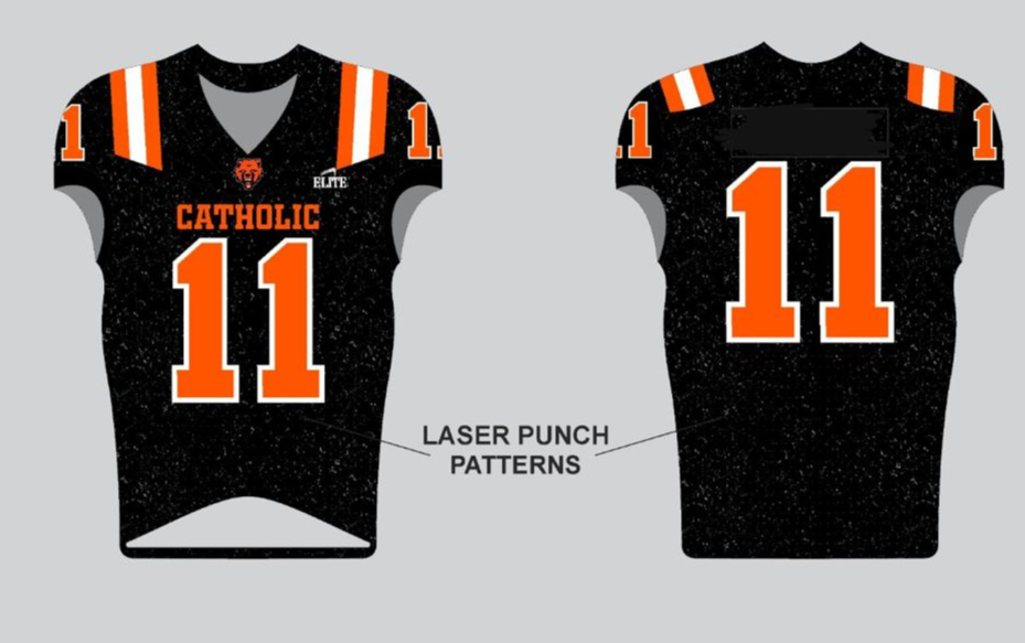 Catholic Fan Football Jersey - Black (Orange Logo)