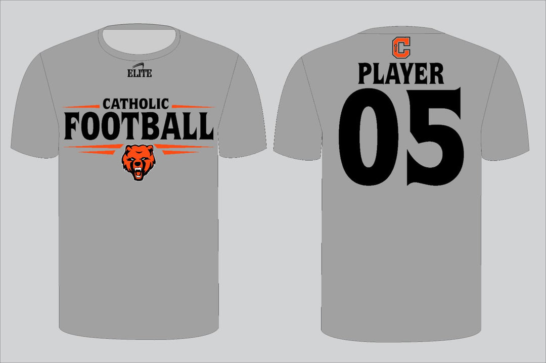 Catholic Fan Football T-shirt - Light Gray (Black Logo)