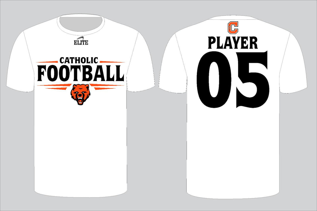 Catholic Fan Football T-shirt - White (Black Logo)