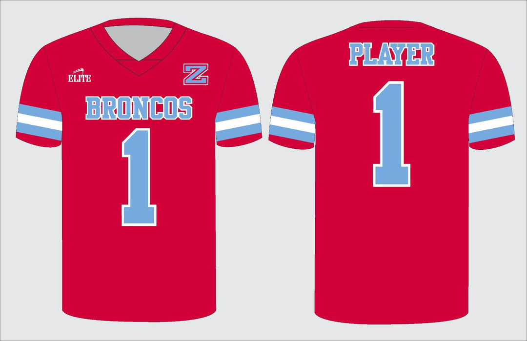 Zachary Football Jersey - Red (Blue Logo)