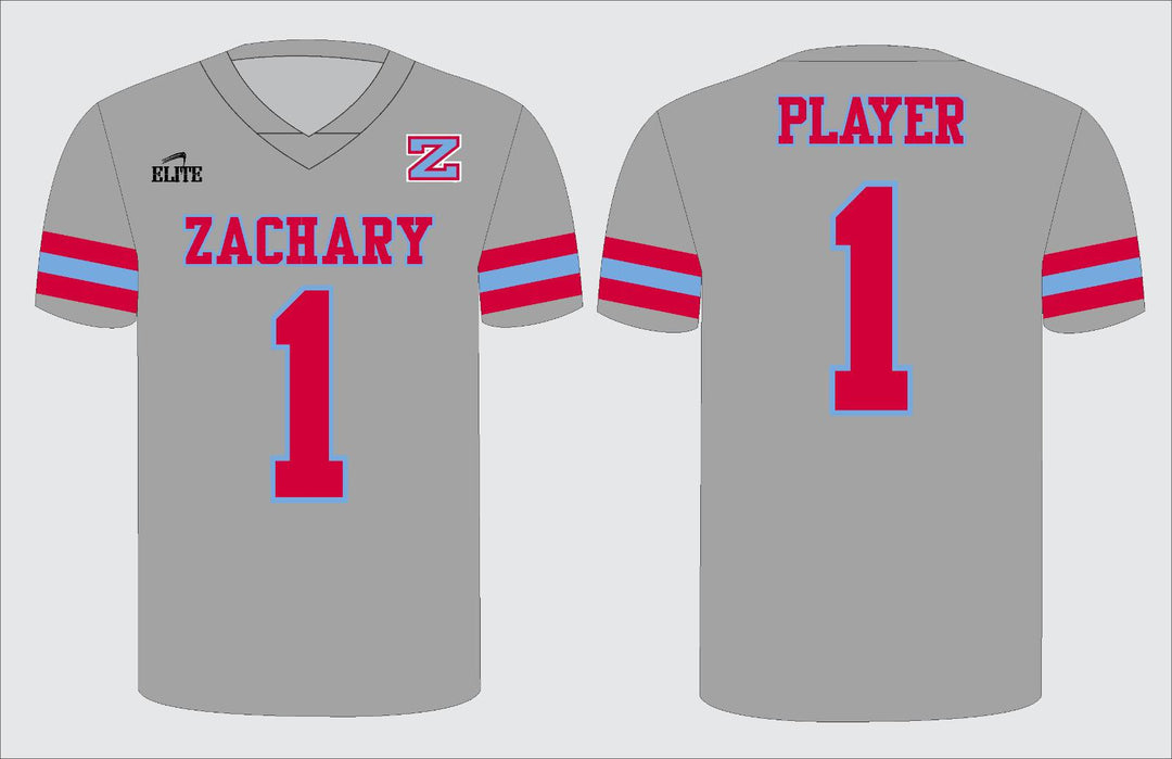 Zachary Football Jersey - Grey (Red Logo)
