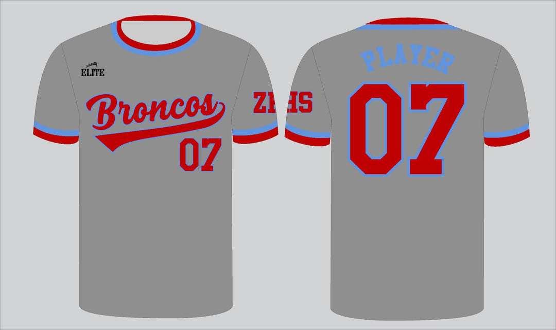Zachary Baseball Jersey - Grey (Red logo)