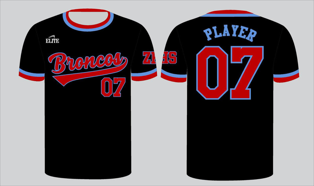 Zachary Baseball Jersey - Black (Red logo)