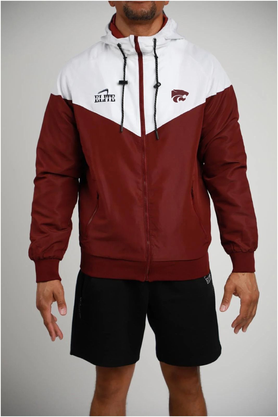 Central Wildcats Two Tone Windbreaker - White/Maroon