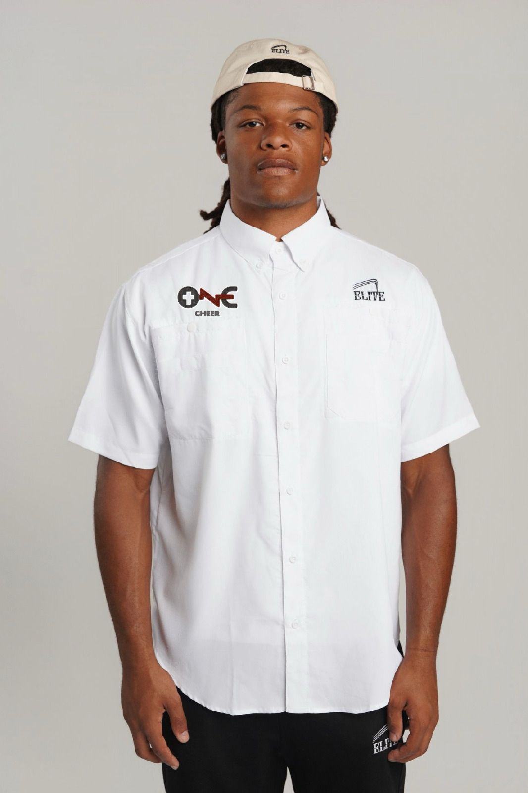 OCC Cheer Fisherman Full Button Polo - White