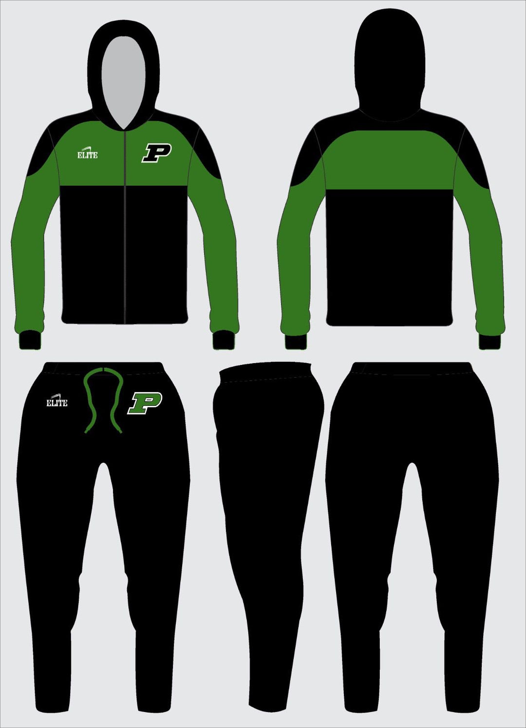Plaquemine High Basketball Track Suit - Green And Black