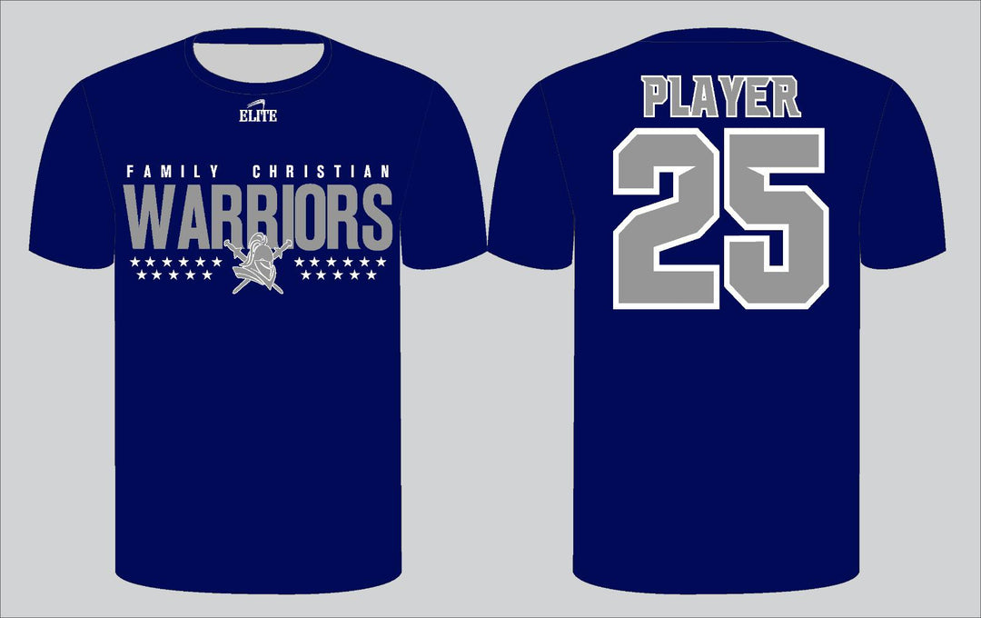 Family Christian Community School Stars Short Sleeve Shirts - Navy Blue