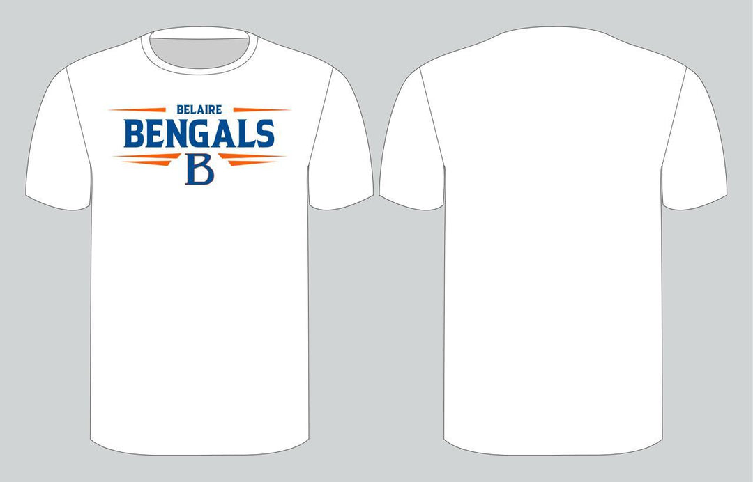Belaire Bengals T-shirt - White (Navy Blue Logo)