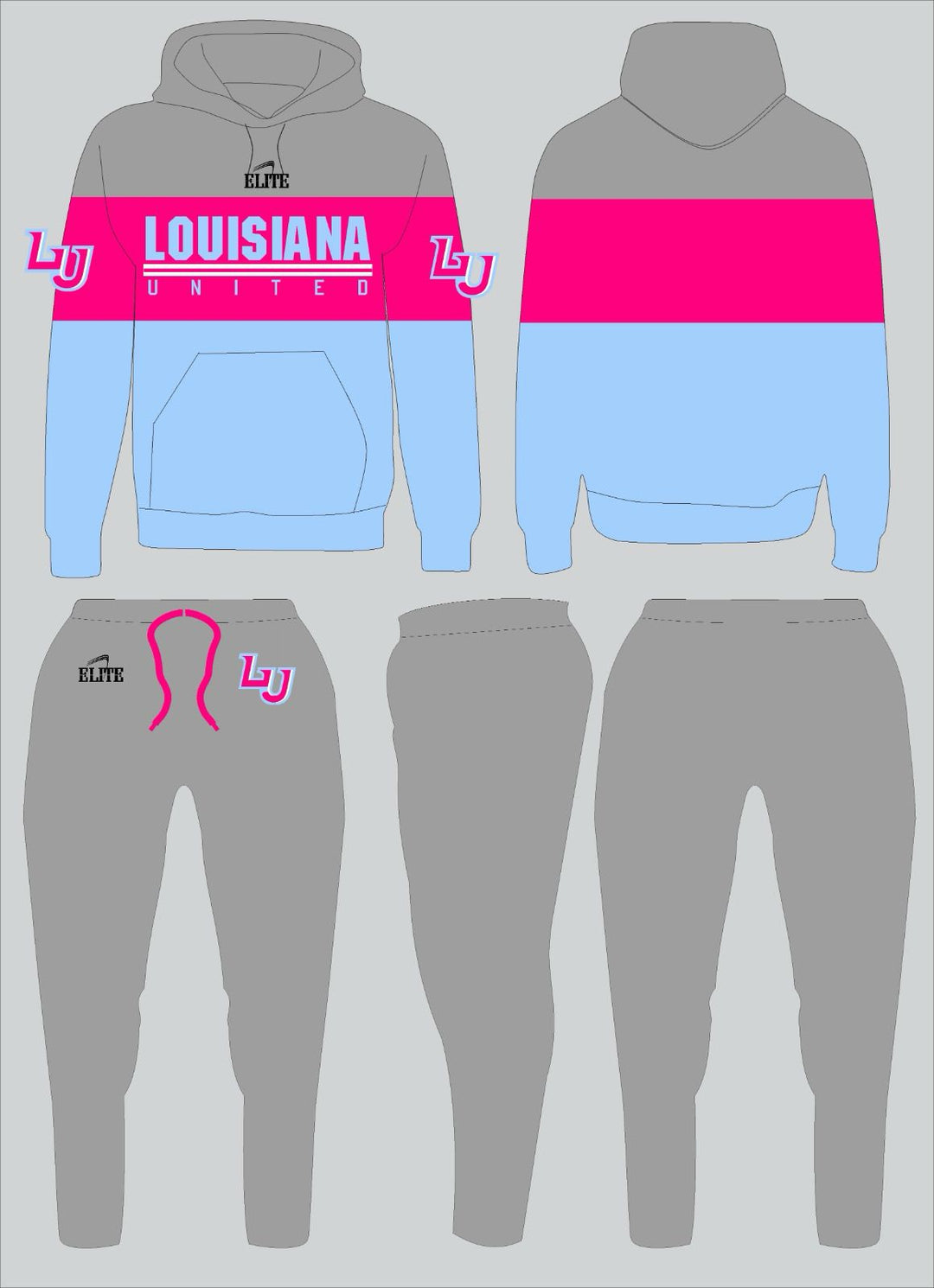 Louisiana United Travel Set - Pink, Blue & Grey