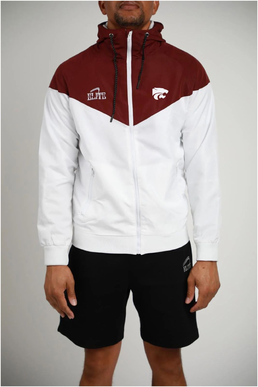 Central Wildcats Two Tone Windbreaker - Maroon/White