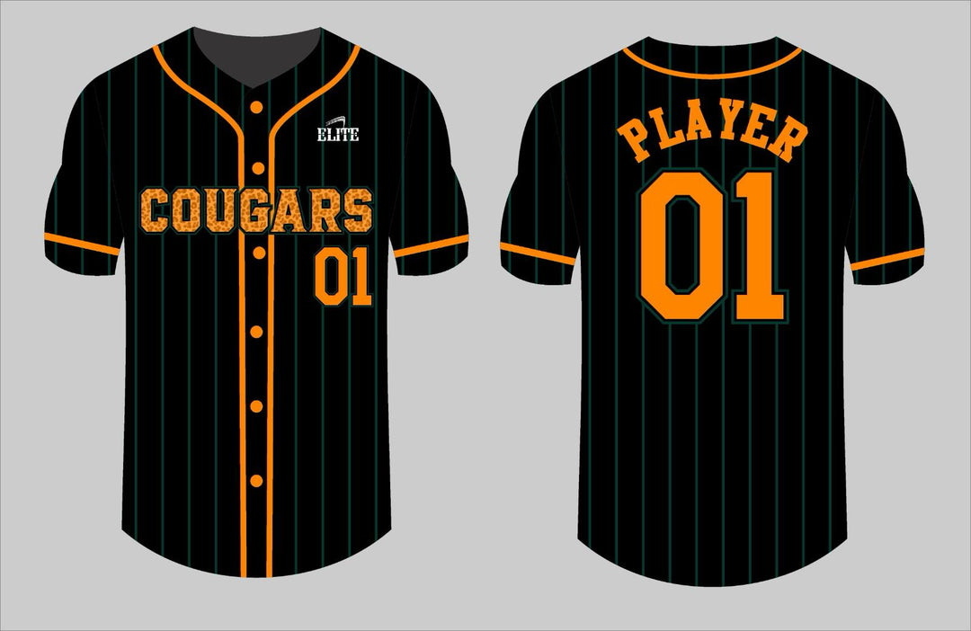 Cougars Baseball Jersey - Black & Yellow