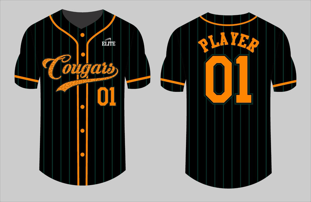 Cougars Baseball Jersey - Black & Yellow (Pattern Logo)