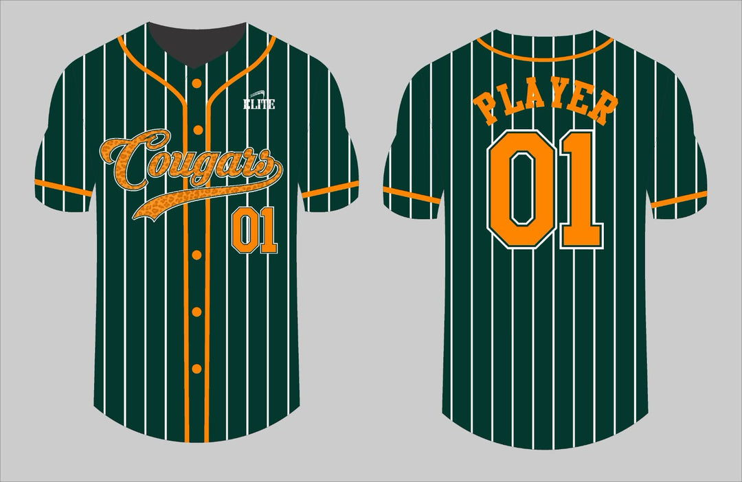 Cougars Baseball Jersey - Green (Pattern Logo)