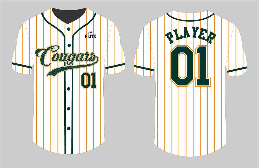 Cougars Baseball Jersey - White (Pattern Logo)