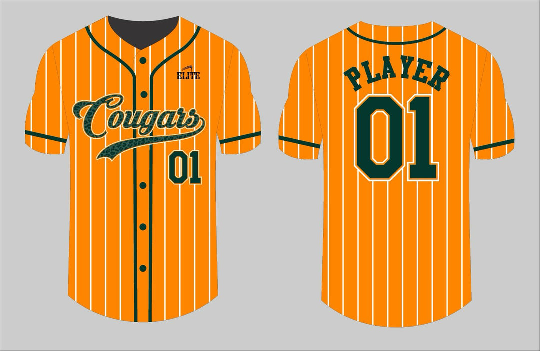 Cougars Baseball Jersey - Yellow (Pattern Logo)