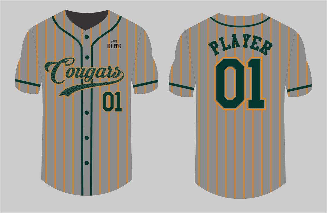 Cougars Baseball Jersey - Grey (Pattern Logo)