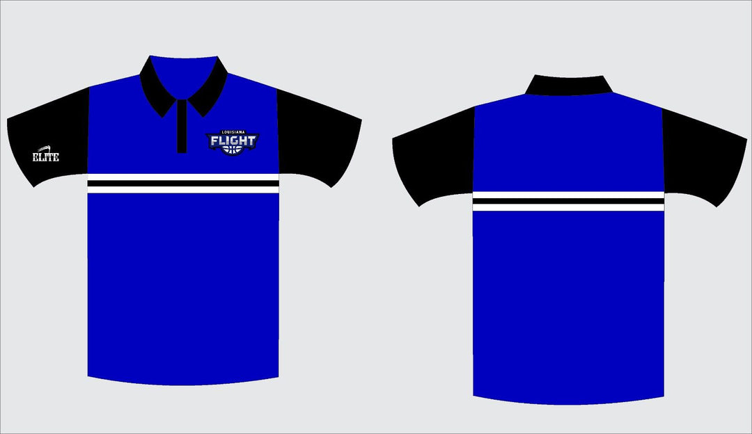 Louisiana Flight Polo Shirt - Blue With Black Sleeves