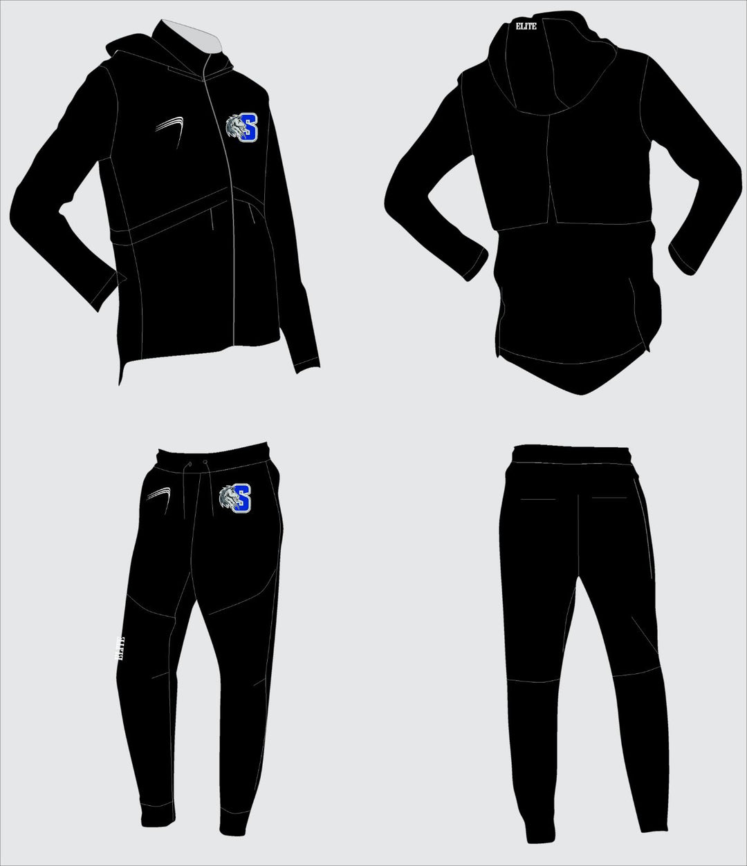 Scotlandville Middle Girls Basketball Store - Black Flex Suit