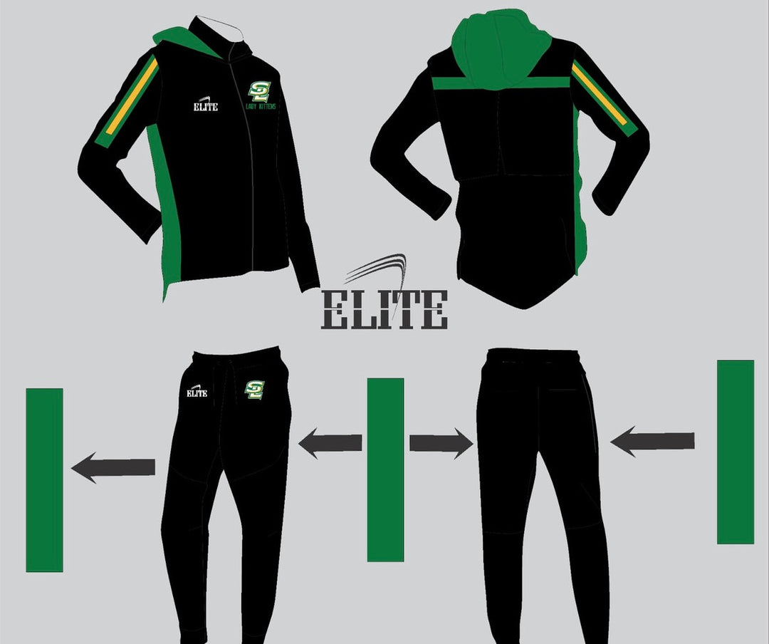 SULAB GIRLS BASKETBALL STORE - Black/ Green Travel Suit