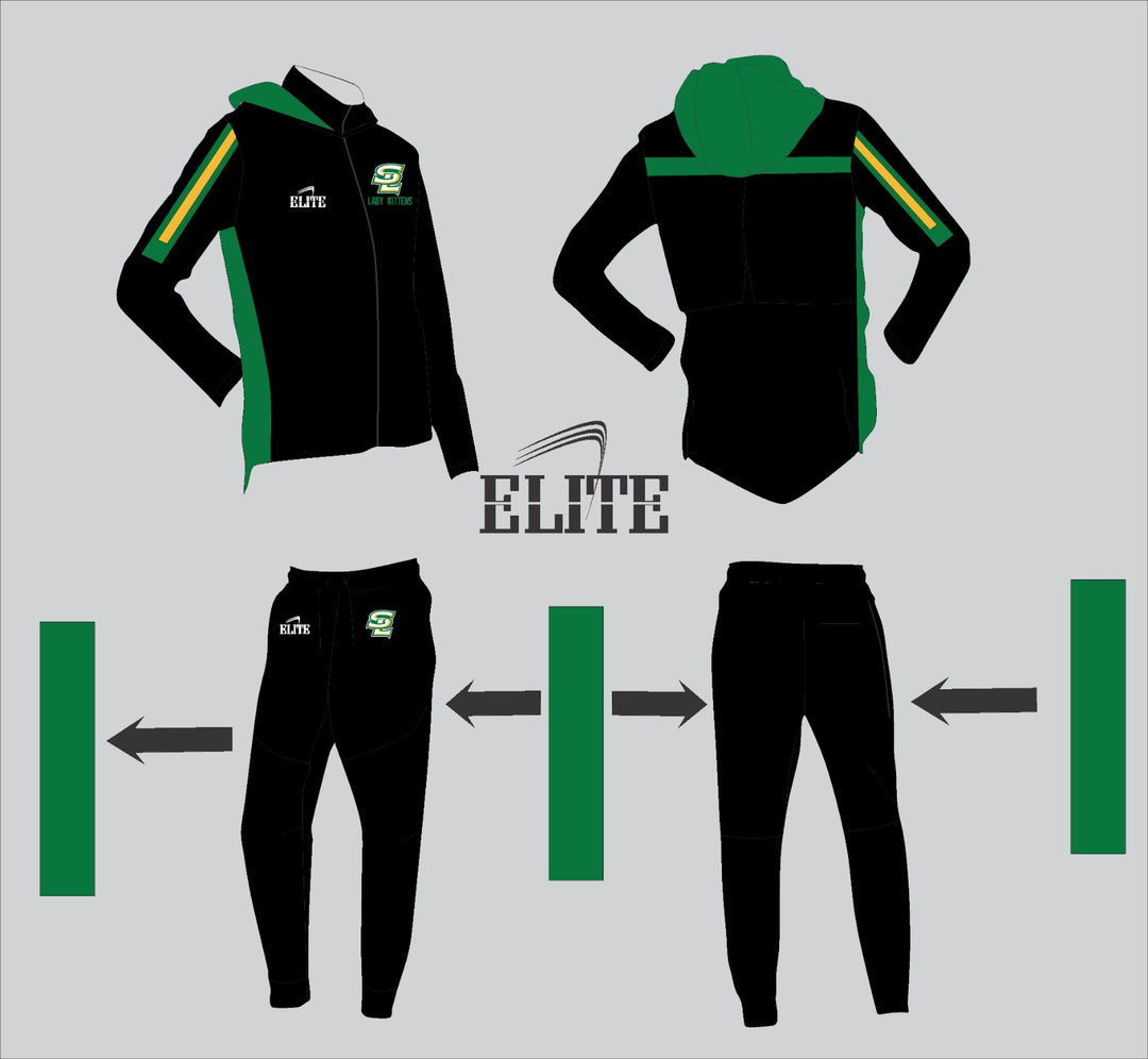 Sulab Volleyball - Travel Suit Black with Green and Yellow Stripes
