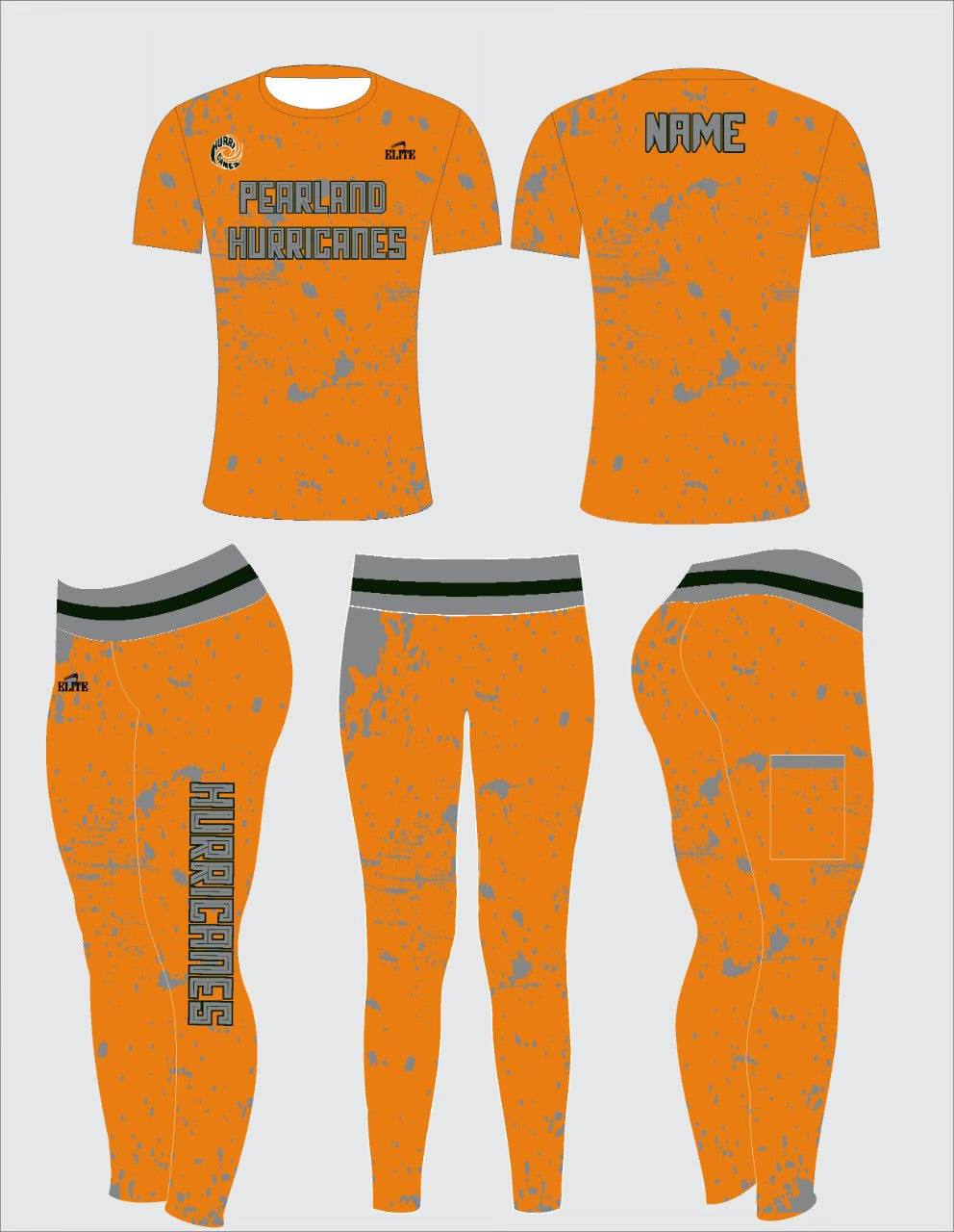Pearland Hurricane - Women’s Leggings & Top Set - Orange - Gray