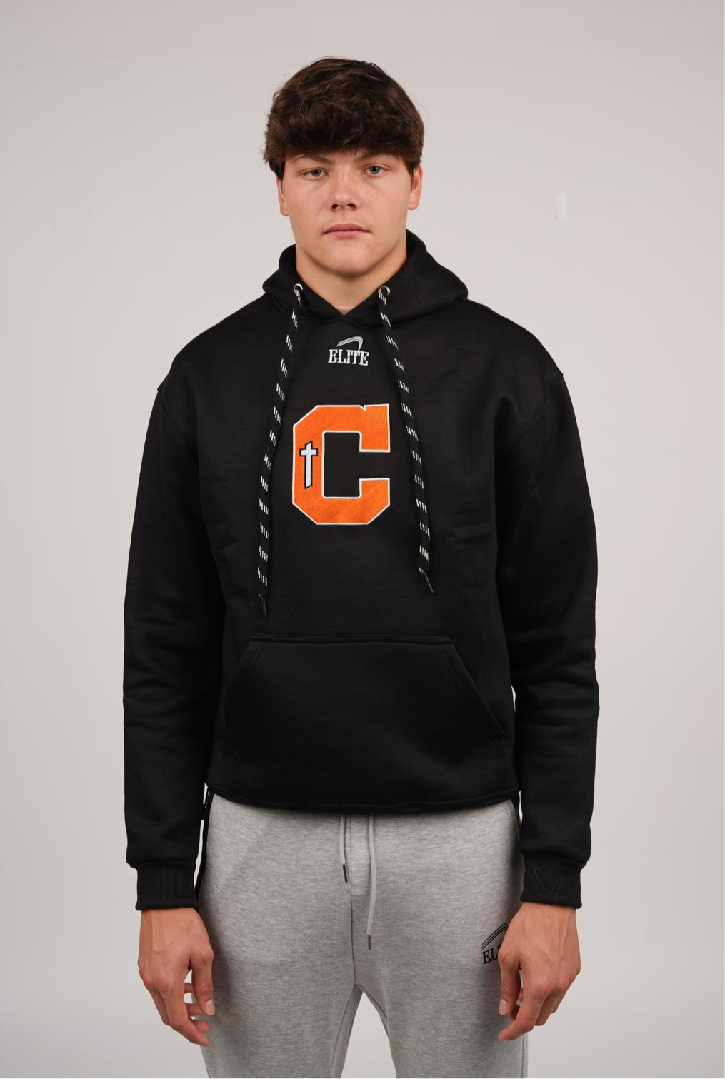 Catholic Embroidered C Hoody - Black