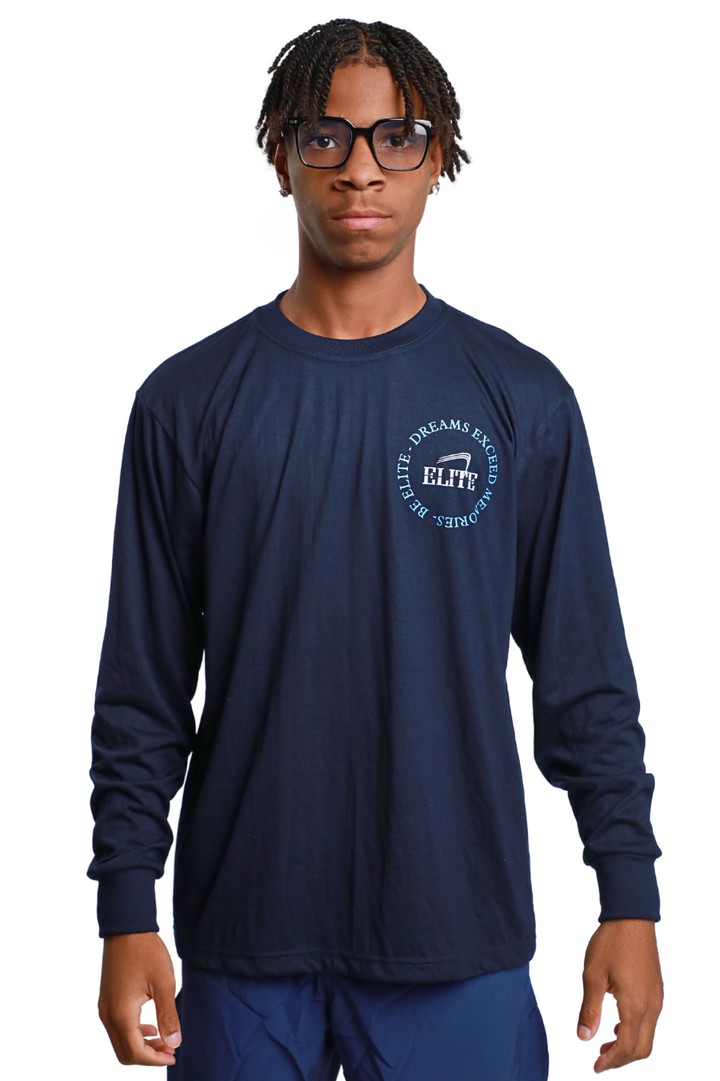 Elite Legacy LS Tee - Navy - Columbia Blue