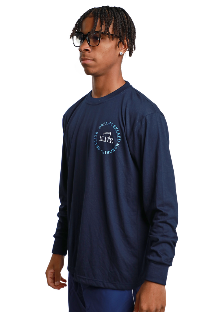 Elite Legacy LS Tee - Navy - Columbia Blue