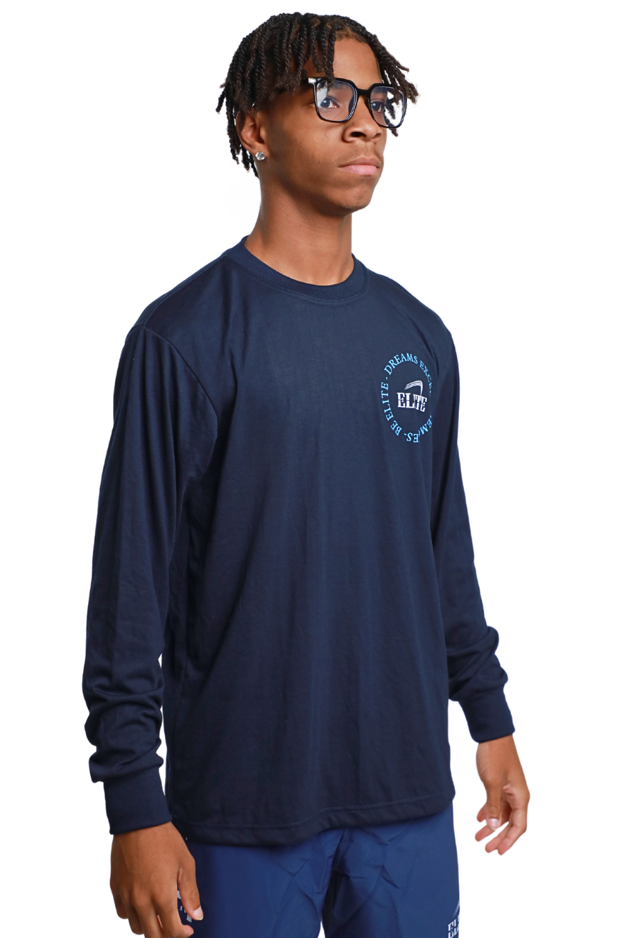 Elite Legacy LS Tee - Navy - Columbia Blue