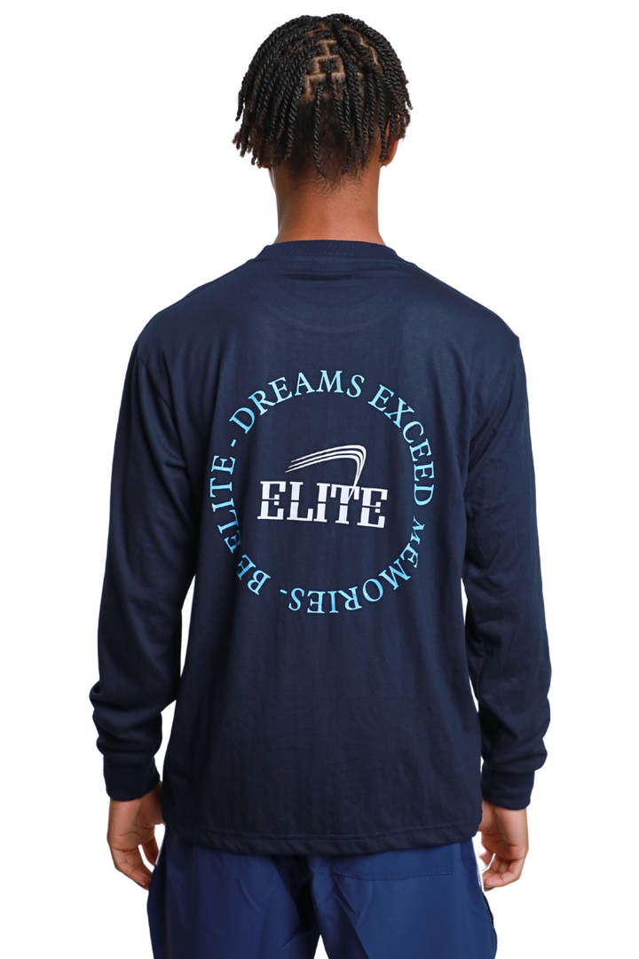 Elite Legacy LS Tee - Navy - Columbia Blue