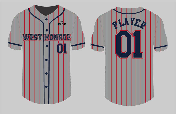 West Monroe Baseball Jersey - Gray Blue