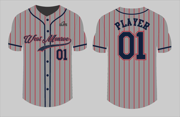 West Monroe Baseball Jersey - Gray Blue