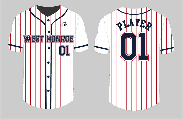 West Monroe Baseball Jersey - White Blue