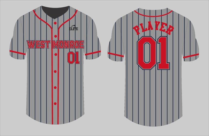 West Monroe Baseball Jersey - Gray Red