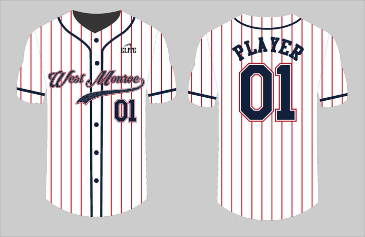 West Monroe Baseball Jersey - White Blue
