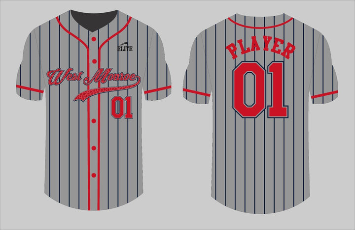 West Monroe Baseball Jersey - Gray Red