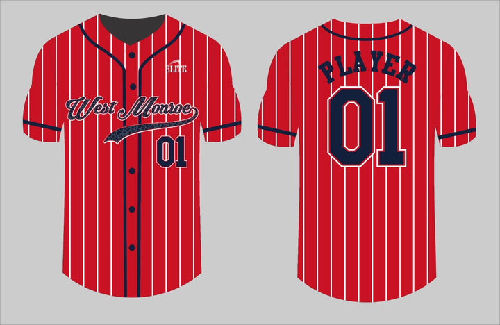 West Monroe Baseball Jersey - Red