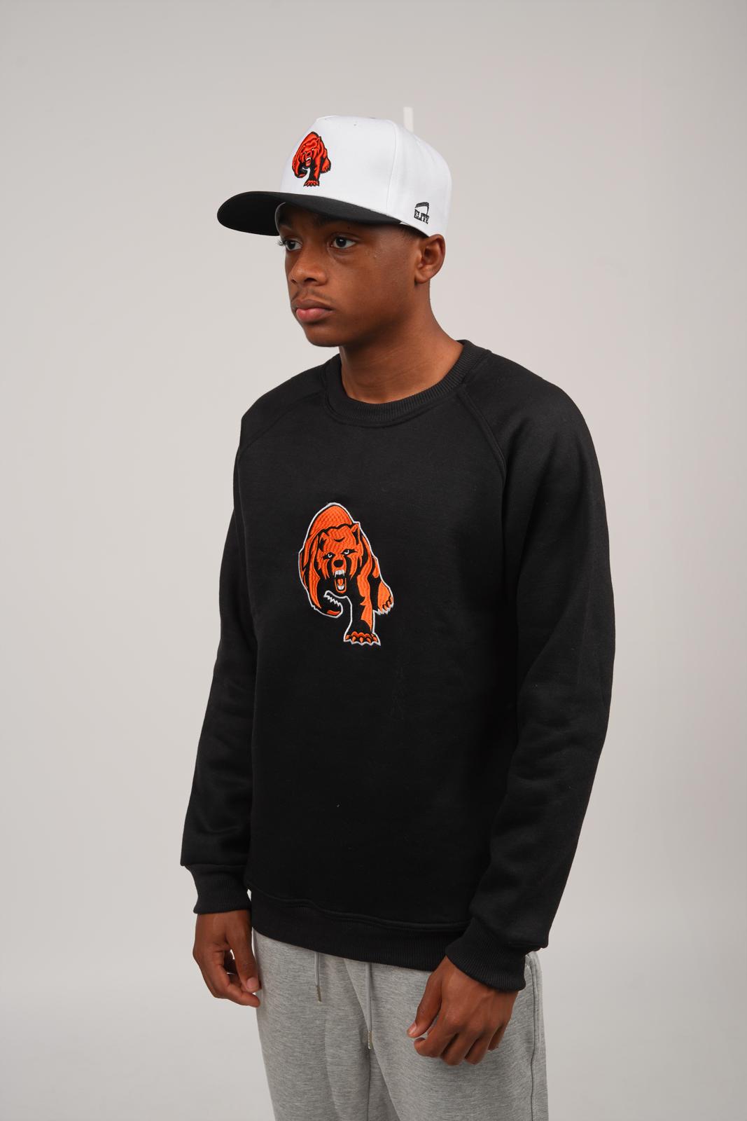 Catholic Embroidered Full Cur Dog Crewneck - Black