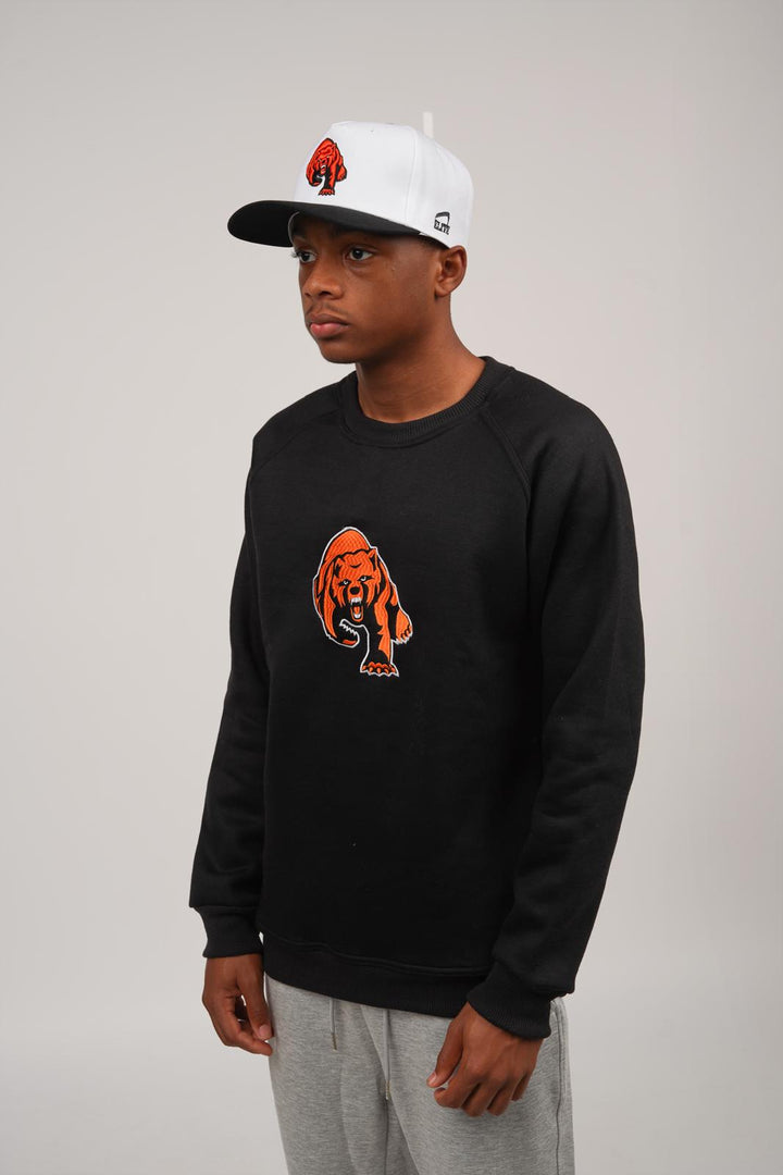 Catholic Embroidered Full Cur Dog Crewneck - Black