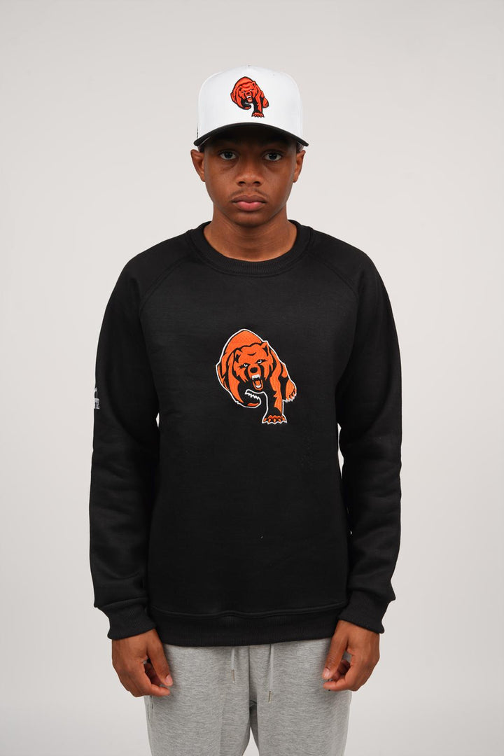 Catholic Embroidered Full Cur Dog Crewneck - Black