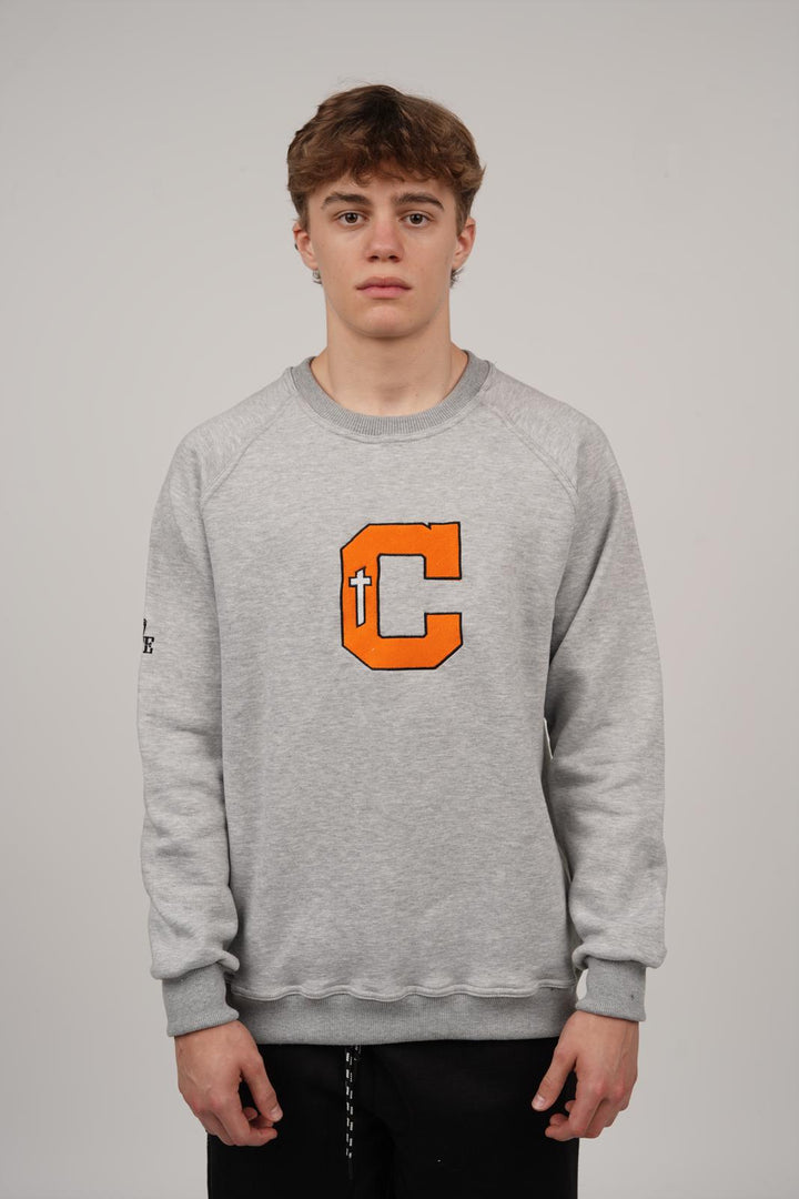 Catholic Embroidered C Crewneck - Grey